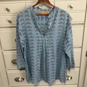 OLIPHANT Lightweight Cotton Geometric Triangle Tunic Top XL